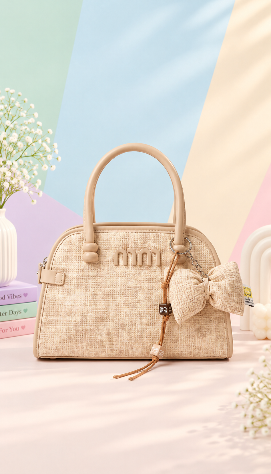 Chic Blue Bow Charm Handbag