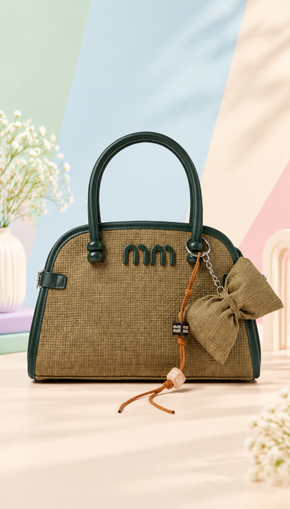 Chic Blue Bow Charm Handbag